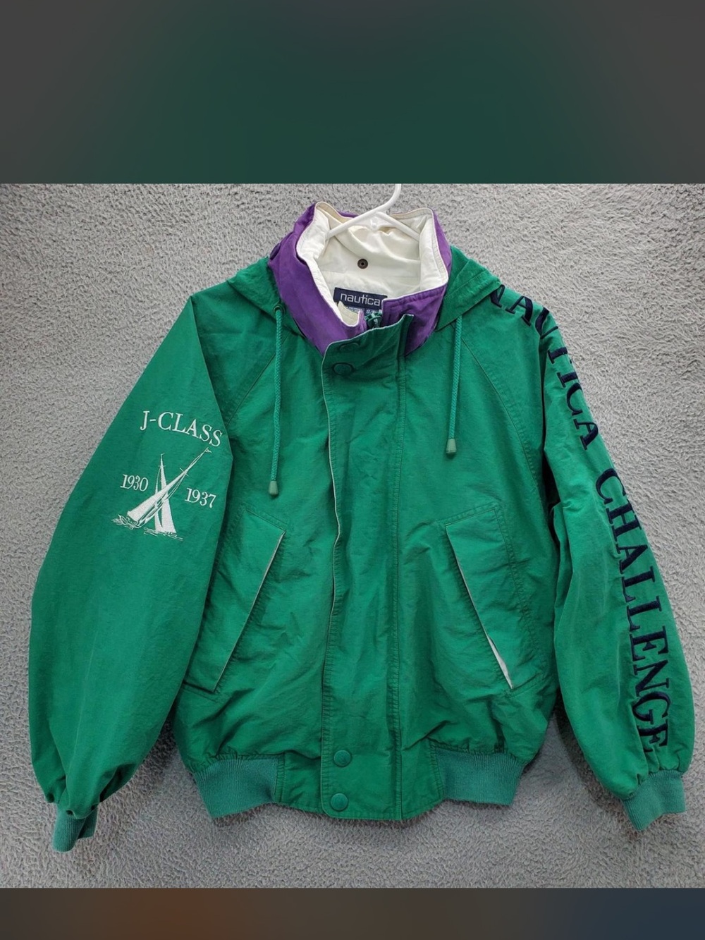 Vintage Nautica Challenge Jacket J-Class Green Sailing Windbreaker 90s - Picture 1 of 7